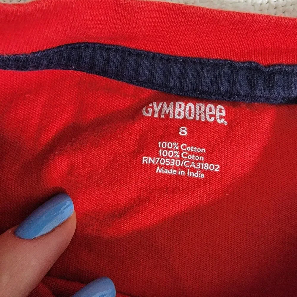 Gymboree Set Of 2 Boys Shirts Cotton Rhino‎ Nautical Red Orange Size 8 READ